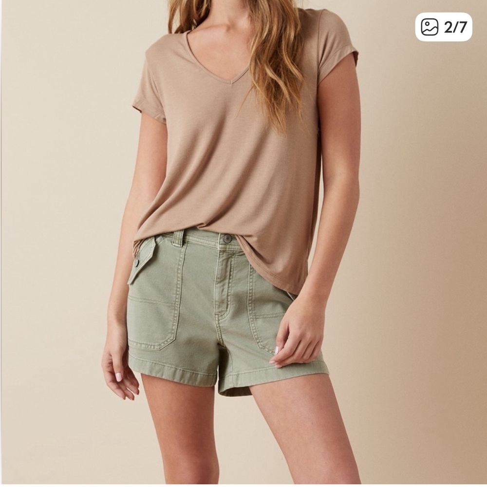 American Eagle Outfitters Tan V-Neck Tee